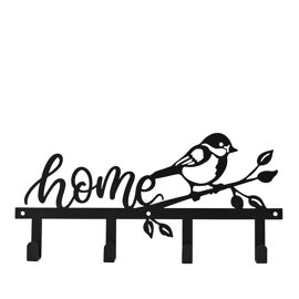 Country Living Metal Garden Plaque with Hooks - "Home"