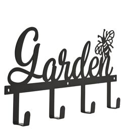 Country Living Metal Garden Plaque with Hooks - "Garden"