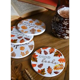 Country Living Autumn Round Coaster - Good Books
