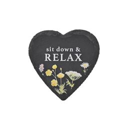 Country Living Set Of 4 Heart Slate Coasters - Flowers