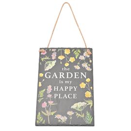 Country Living 20 x 30cm Slate Hanging Plaque - Garden Is My Happy Place"