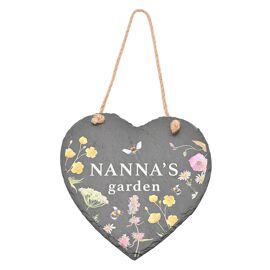 Country Living Heart Slate Hanging Plaque "Nannas Garden"