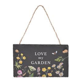 Country Living 21 x 15cm Slate Hanging Plaque "Love My Garden"