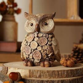 Country Living Wood Effect Owl with Log