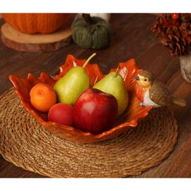 Country Living Robin On A Leaf Serving Bowl