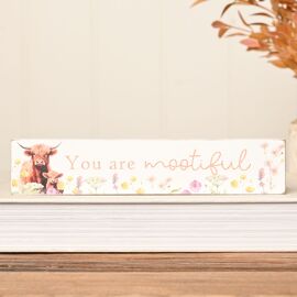**MULTI 6** Country Living Highland Cow Mantle Plaque 20cm "You are Mootiful"