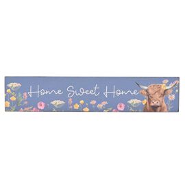 **MULTI 6** Country Living Highland Cow Mantle Plaque 20cm "Home Sweet Home"