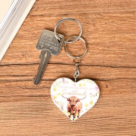 **MULTI 6** Country Living Highland Cow Keyring "Our Heart belongs to Scotland"