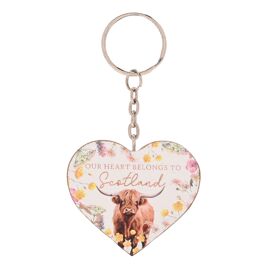 **MULTI 6** Country Living Highland Cow Keyring "Our Heart belongs to Scotland"