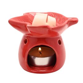 Country Living Autumn Leaf Ceramic Wax Melt Burner - Red