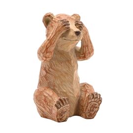 Country Living Wood Effect Resin Figurine 15cm - See No Evil Bear