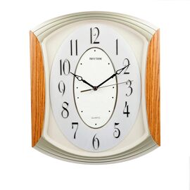 Rhythm Sweep Lounge Wall Clock/3D Dial/Arched Top/Light Wood