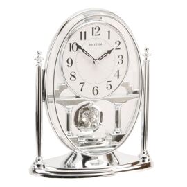 Rhythm Mantel Clock with Pendulum & Acrylic Decoration Silv