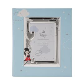Disney Mickey Mouse With Balloon Silver 999 Plated Album With Frame 8" x 10"