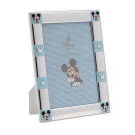 Disney 4" x 6" Mickey Mouse Border Silver 999 Plated Frame With White Wooden Back