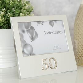 Milestones Aluminium Photo Frame with 3D Number 6" x 4" - 50