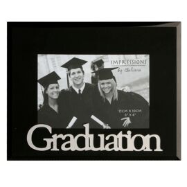 Black Glass Frame with 3D letters - Graduation 6"x4"