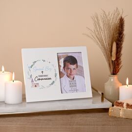 Faith & Hope Wreath Frame 4" x 6" - First Communion Boy