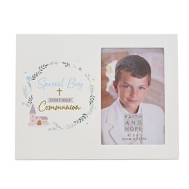 Faith & Hope Wreath Frame 4" x 6" - First Communion Boy