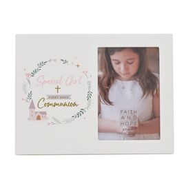 Faith & Hope Wreath Frame 4" x 6" - First Communion Girl