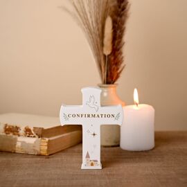 Faith & Hope Mantel Cross Plaque - Confirmation