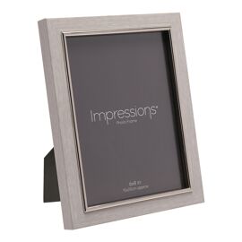 Impressions Grey Faux Wood & Silver Frame 6" x 8"