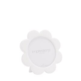 Impressions Flower Shaped Oval Acrylic and Epoxy Photo Frame - White 4" x 4"