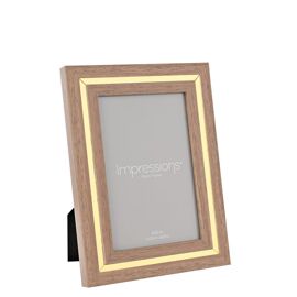 Impressions Gold Trim Wood Grain Effect Photo Frame 4" x 6"