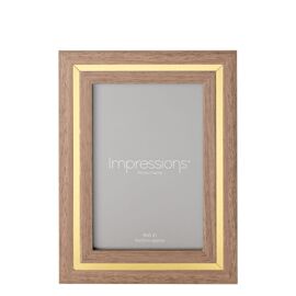 Impressions Gold Trim Wood Grain Effect Photo Frame 4" x 6"