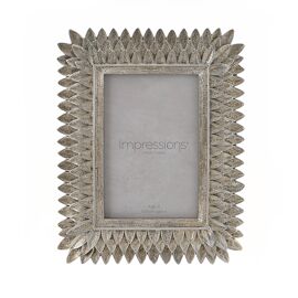 Impressions Silver Resin Layered Leaf Frame 4" x 6"