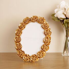 Impressions Rose Design Oval Resin Photo Frame 5" x 7"
