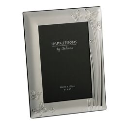 2 Tone Silverplated Photo Frame Butterfly Design 4" x 6"