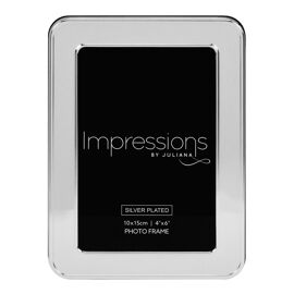 Impressions Shiny Silverplated Round Edge Frame 4" x 6"