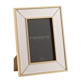 Impressions Mirror Photo Frame Gold Border Corner Bevel 4" x 6"
