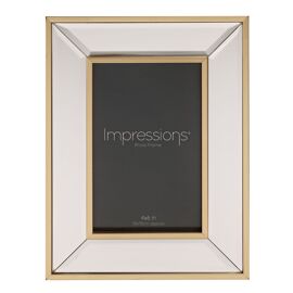 Impressions Mirror Photo Frame Gold Border Corner Bevel 4" x 6"
