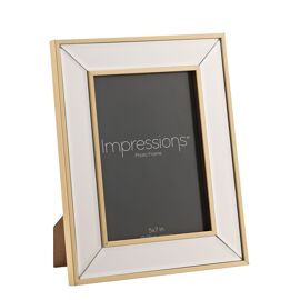 Impressions Mirror Photo Frame Gold Border Corner Bevel 5" x 7"