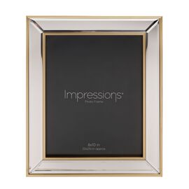 Impressions Mirror Photo Frame Gold Border Corner Bevel 8" x 10"