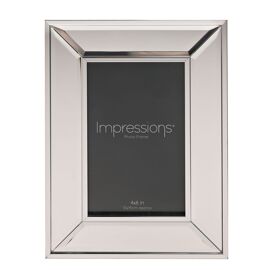 Impressions Mirror Photo Frame Silver Border Corner Bevel 4" x 6"