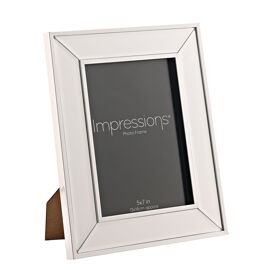 Impressions Mirror Photo Frame Silver Border Corner Bevel 5" x 7"