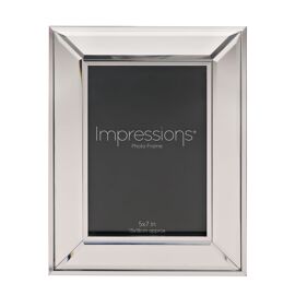 Impressions Mirror Photo Frame Silver Border Corner Bevel 5" x 7"