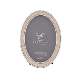 Elegance Metal Plated Champagne Faux Shagreen Photo Frame - 4" x 6"