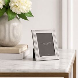 Impressions Border Stripe Metal Plated Silver Photo Frame 4" x 6"