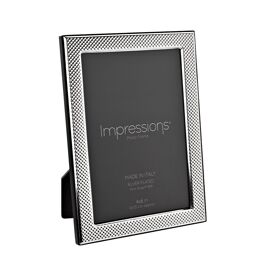 Impressions 999 Silver Narrow Textured Photo Frame 4" x 6"  Wood Back Made In Italy