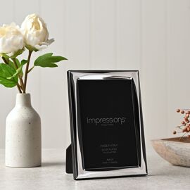 Impressions 999 Silver Narrow Twist Photo Frame 4" x 6"  Wood Back Made In Italy