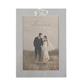 Amore Silver Plated Frame with Crystal Rings/Plain 5" x 7"
