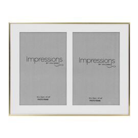 Brushed Brass Double Aperture Photo Frame