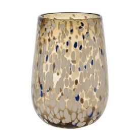 Objets d''Art Brown Glass Vase with White Spots 22cm