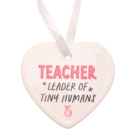 Hullabaloo Ceramic Heart Hanging Plaque "Leader of Tiny Humans"