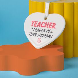 Hullabaloo Ceramic Heart Hanging Plaque "Leader of Tiny Humans"