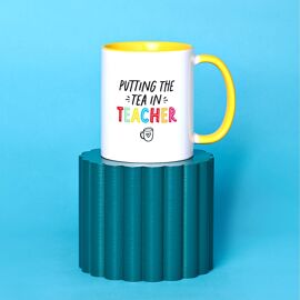 Hullabaloo Mug Yellow Inside 11oz "Putting the Tea in Teacher"